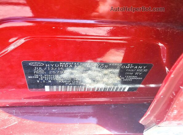 KMHFG4JGXGA509974 2016 HYUNDAI AZERA Burgundy Widok komory silnika