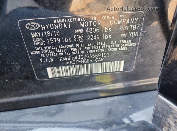 KMHFH4JG7GA569191 2016 HYUNDAI AZERA Black Շարժիչի բաժամունքի տեսք