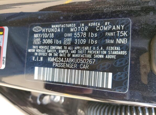 KMHG34JA8KU050267 2019 GENESIS G90 Black Вид наклейки з VIN-кодом