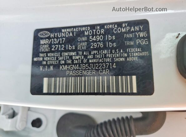 KMHGN4JB5JU223714 2018 GENESIS G80 Белый Вид подкапотного пространства
