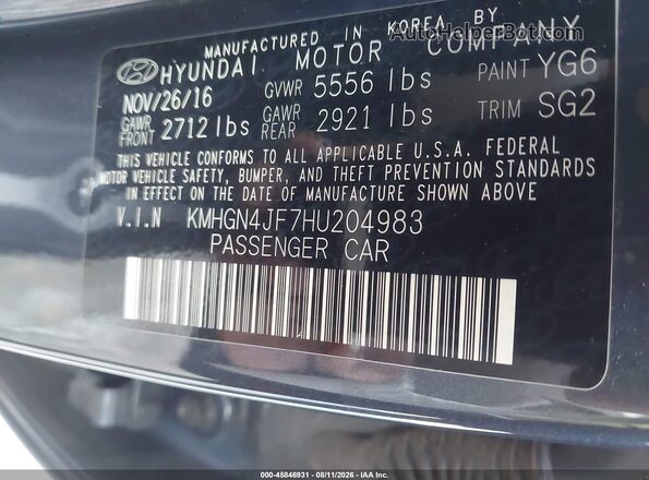 KMHGN4JF7HU204983 2017 GENESIS G80 Синий Вид подкапотного пространства