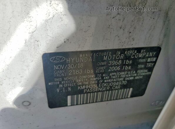KMHH35LE0KU094970 2019 HYUNDAI ELANTRA White Engine compartment view