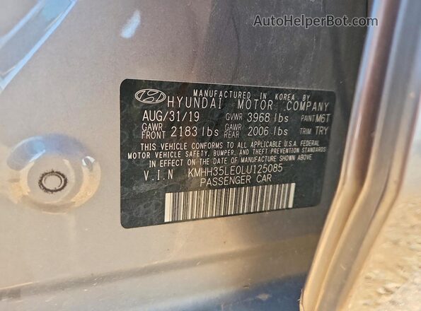 KMHH35LE0LU125085 2020 HYUNDAI ELANTRA Silver Widok naklejki z numerem VIN