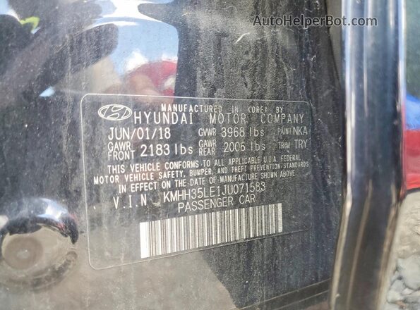 KMHH35LE1JU071583 2018 HYUNDAI ELANTRA Black Engine compartment view