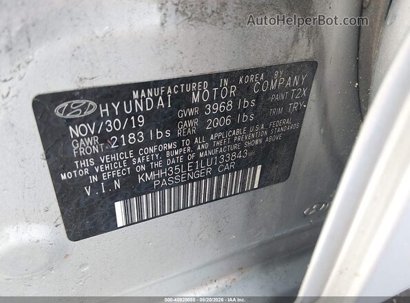 KMHH35LE1LU133843 2020 HYUNDAI ELANTRA GT Серебряный Вид подкапотного пространства