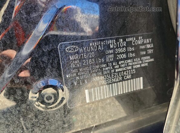 KMHH35LE2LU142115 2020 HYUNDAI ELANTRA Black Շարժիչի բաժամունքի տեսք