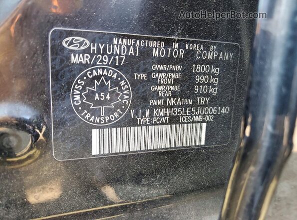 KMHH35LE5JU006140 2018 HYUNDAI ELANTRA Black Շարժիչի բաժամունքի տեսք
