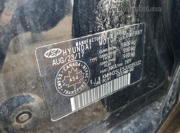 KMHH35LE5JU035122 2018 HYUNDAI ELANTRA Black Widok komory silnika