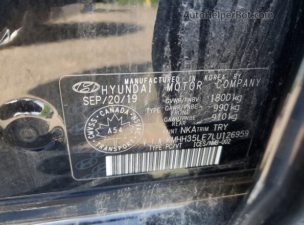 KMHH35LE7LU126959 2020 HYUNDAI ELANTRA Black ძრავის განყოფილების ხედი