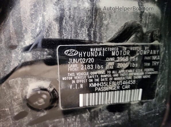 KMHH35LE8LU146458 2020 HYUNDAI ELANTRA Black Engine compartment view