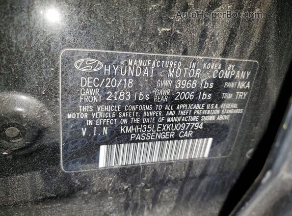 KMHH35LEXKU097794 2019 HYUNDAI ELANTRA Black 