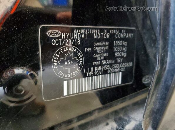 KMHH55LC6KU089328 2019 HYUNDAI ELANTRA Black VIN კოდის სტიკერის ხედი
