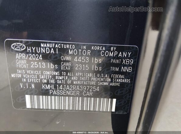 KMHL14JA2RA397254 2024 HYUNDAI SONATA Black Շարժիչի բաժամունքի տեսք
