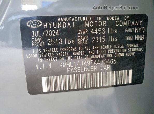 KMHL14JA9SA430465 2025 HYUNDAI SONATA Silver Widok komory silnika