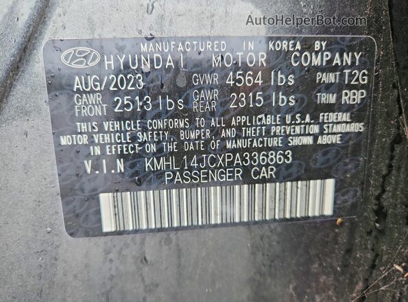 KMHL14JCXPA336863 2023 HYUNDAI SONATA Gray ძრავის განყოფილების ხედი