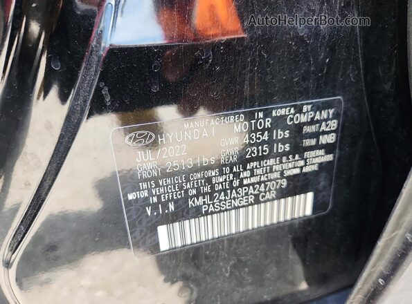 KMHL24JA3PA247079 2023 HYUNDAI SONATA Black VIN კოდის სტიკერის ხედი