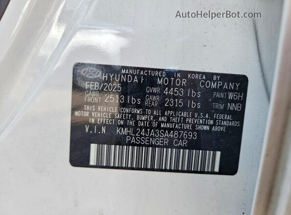 KMHL24JA3SA487693 2025 HYUNDAI SONATA Белый Вид подкапотного пространства