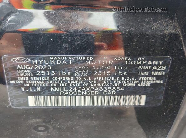 KMHL24JAXPA335854 2023 HYUNDAI SONATA Black VIN կոդի պիտակի տեսք