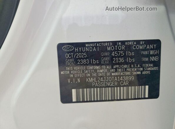 KMHL24JJ0TA143899 2026 HYUNDAI SONATA White Vista del compartimento del motor