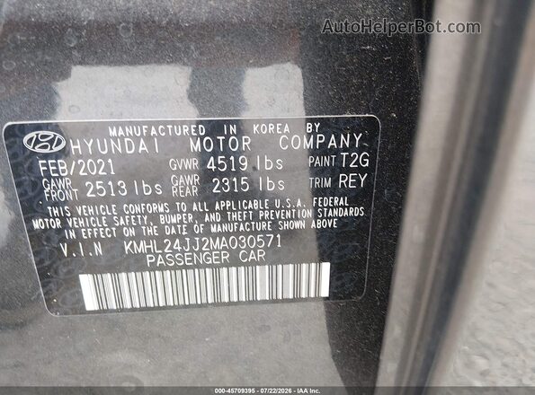 KMHL24JJ2MA030571 2021 HYUNDAI SONATA Серый Вид подкапотного пространства