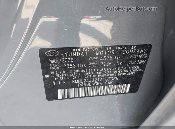 KMHL24JJ2TA167069 2026 HYUNDAI SONATA HYBRID Gray Engine compartment view