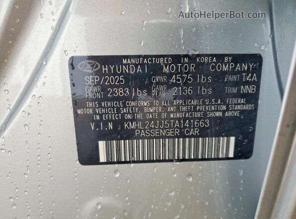 KMHL24JJ5TA141663 2026 HYUNDAI SONATA Silver Vista del compartimento del motor