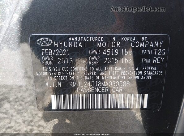 KMHL24JJ8MA030588 2021 HYUNDAI SONATA Black Vista del compartimento del motor