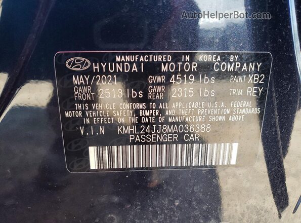 KMHL24JJ8MA036388 2021 HYUNDAI SONATA Blue Widok komory silnika