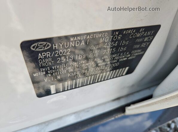 KMHL34J20NA222000 2022 HYUNDAI SONATA White Engine compartment view
