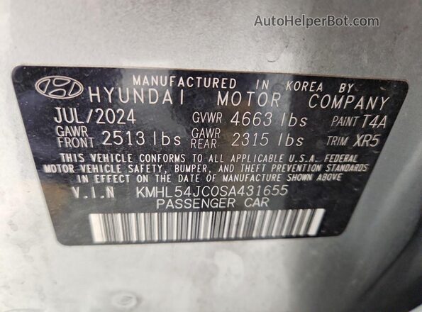 KMHL54JC0SA431655 2027 HYUNDAI SONATA Silver VIN sticker view