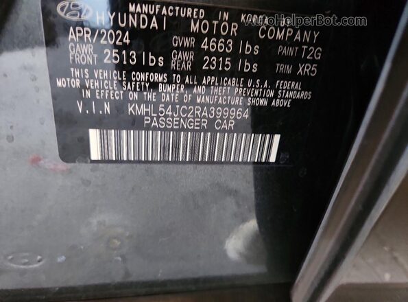 KMHL54JC2RA399964 2024 HYUNDAI SONATA Charcoal ძრავის განყოფილების ხედი
