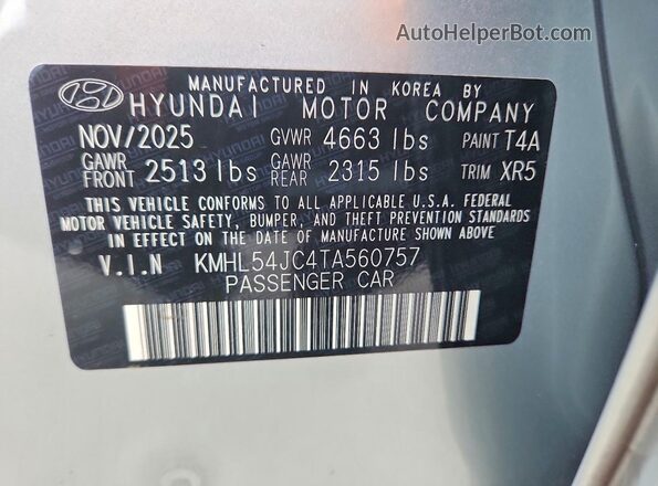 KMHL54JC4TA560757 2026 HYUNDAI SONATA Silver Widok komory silnika