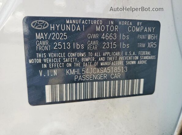 KMHL54JCXSA518513 2025 HYUNDAI SONATA White VIN կոդի պիտակի տեսք