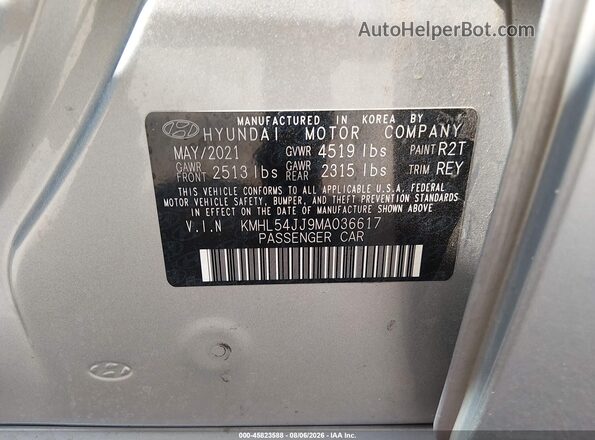 KMHL54JJ9MA036617 2021 HYUNDAI SONATA Silver ძრავის განყოფილების ხედი