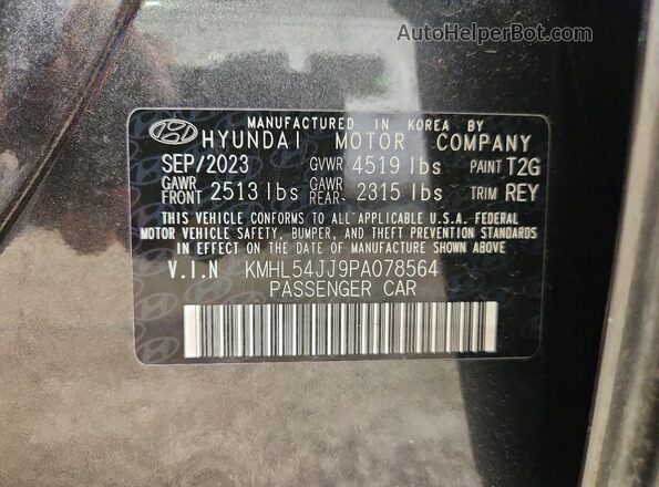 KMHL54JJ9PA078564 2023 HYUNDAI SONATA Угольный Вид наклейки с VIN-кодом