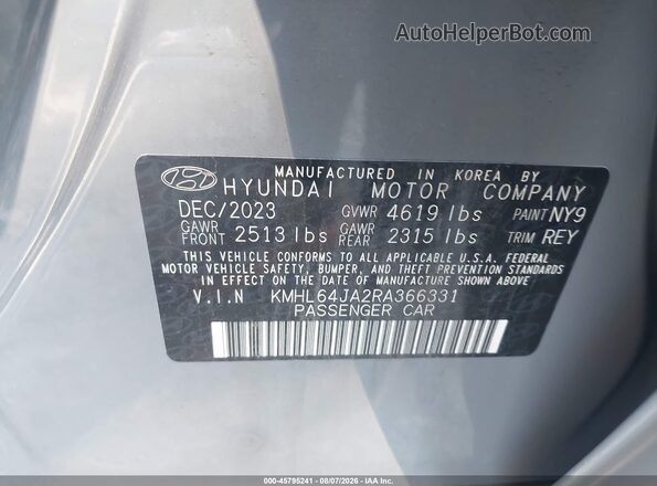 KMHL64JA2RA366331 2024 HYUNDAI SONATA Серый Вид подкапотного пространства