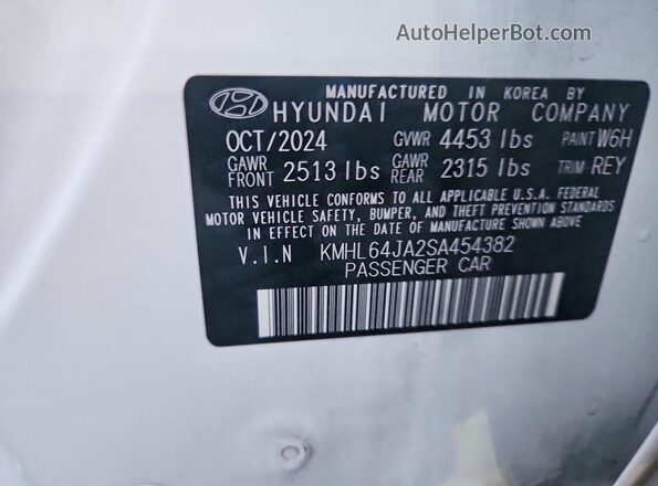 KMHL64JA2SA454382 2025 HYUNDAI SONATA White 