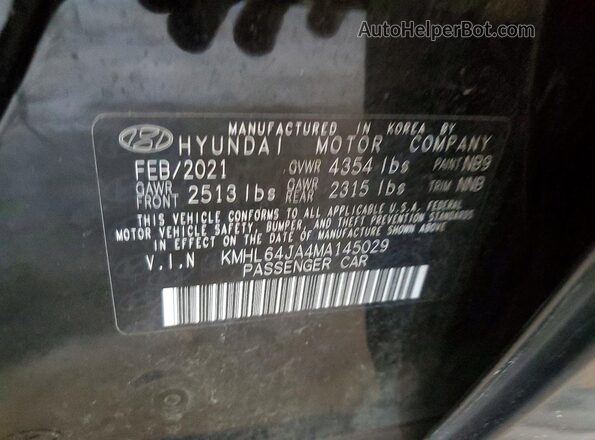 KMHL64JA4MA145029 2021 HYUNDAI SONATA Black Widok komory silnika