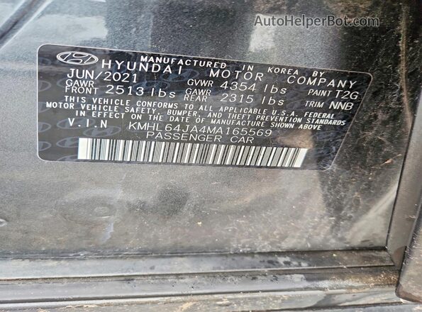 KMHL64JA4MA165569 2021 HYUNDAI SONATA Gray Vista del compartimento del motor
