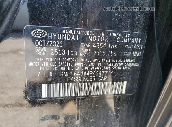 KMHL64JA4PA347714 2023 HYUNDAI SONATA Black VIN sticker view
