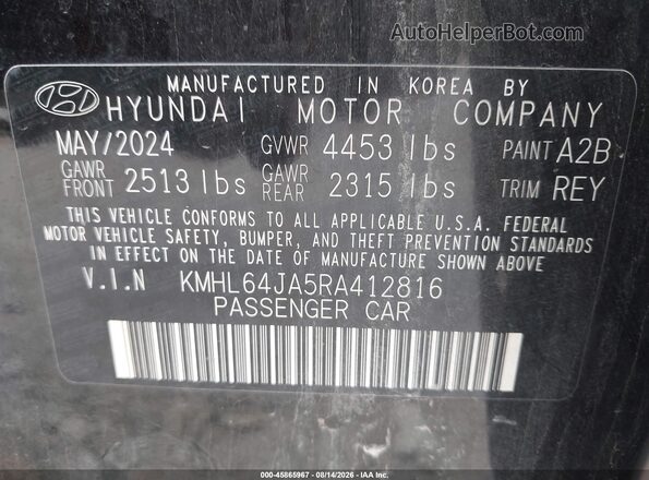 KMHL64JA5RA412816 2024 HYUNDAI SONATA Black Engine compartment view