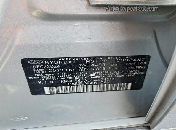 KMHL64JA5SA474285 2025 HYUNDAI SONATA Silver VIN կոդի պիտակի տեսք