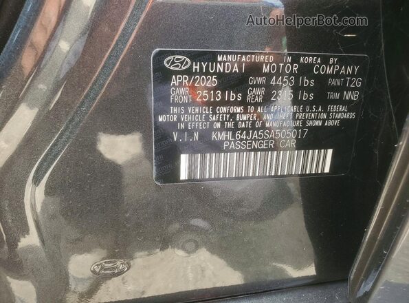 KMHL64JA5SA505017 2025 HYUNDAI SONATA Серый Вид наклейки с VIN-кодом