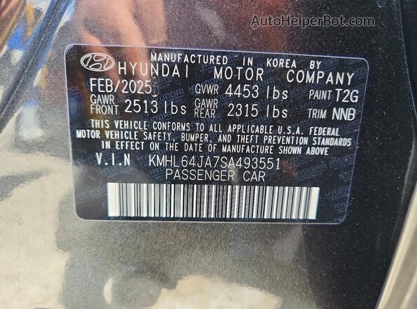 KMHL64JA7SA493551 2025 HYUNDAI SONATA Charcoal Widok komory silnika