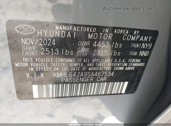 KMHL64JA9SA467534 2025 HYUNDAI SONATA Gray ძრავის განყოფილების ხედი