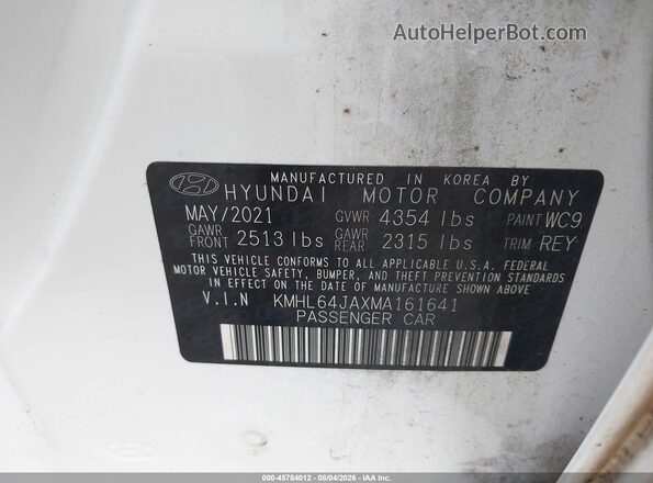 KMHL64JAXMA161641 2021 HYUNDAI SONATA White ძრავის განყოფილების ხედი