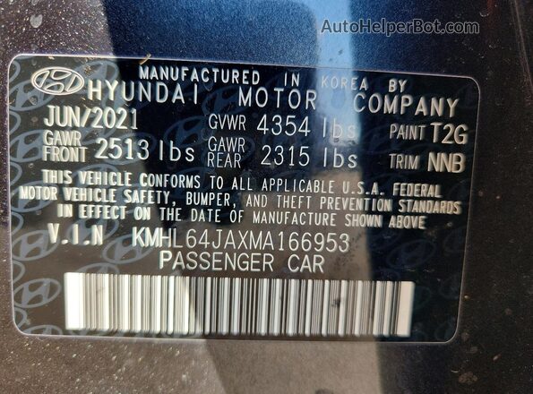 KMHL64JAXMA166953 2021 HYUNDAI SONATA Gray Вид підкапотного простору