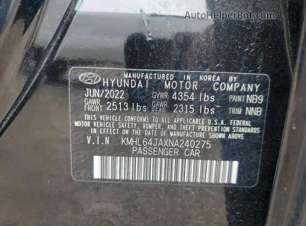 KMHL64JAXNA240275 2022 HYUNDAI SONATA Черный Вид подкапотного пространства