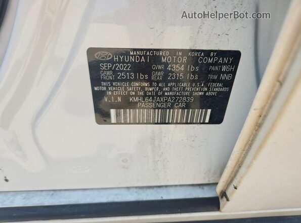 KMHL64JAXPA272839 2023 HYUNDAI SONATA White VIN sticker view