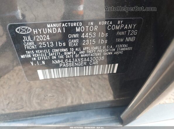 KMHL64JAXSA430038 2025 HYUNDAI SONATA Gray Շարժիչի բաժամունքի տեսք